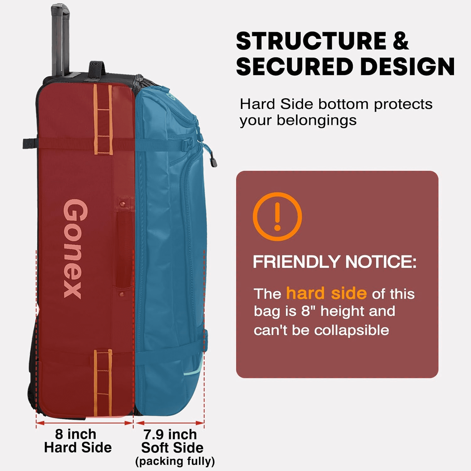 Gonex 33" Rolling Duffle Bag with Wheels, 100L Water Repellent Large Travel Duffel Luggage
