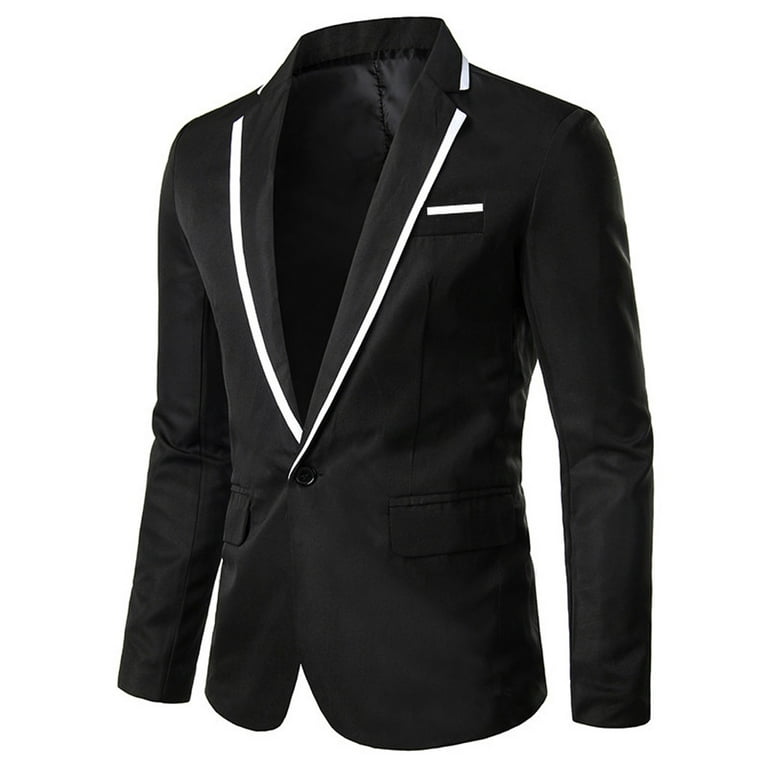 Men's Tuxedo Jacket Slim Fit Casual Blazers Lightweight Sport Coats  Business One Button Suit Jackets for Dinner,Prom,Party Black at   Men's Clothing store