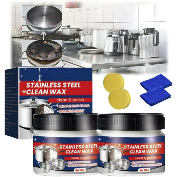 Circularite Cera Limpia de Acero Inoxidable, Cera Limpia de Acero Inoxidable, Pasta Limpiadora Mágica de Nanotecnología para Acero Inoxidable, Limpieza de Utensilios de Cocina y Ollas (2 Piezas)