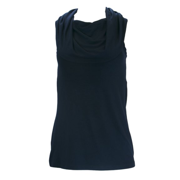 ANALILI Women's Wide Cowl Neck Sveleless Top 413J10 Sz Small Dark Navy