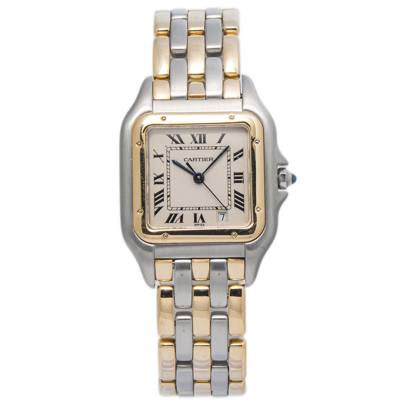 Cartier Panthere 187949 Three Row Midsize 18k Yellow Gold Date Quartz Watch  27mm