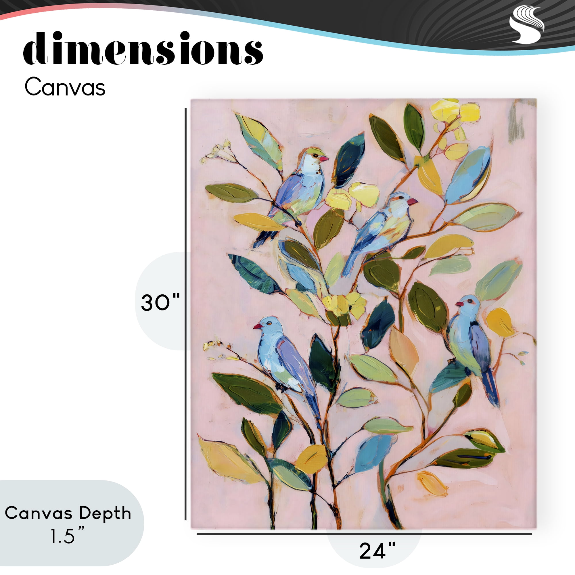 Stupell Industries Birds Between Leaves Impression Canvas Wall Art, design by Sisi and Seb