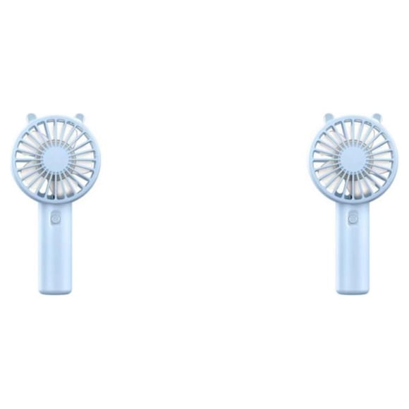 Injueey Ventilador de mano Mini USB portátil Dispositivo de enfriamiento de escritorio con base de maquillaje Mute Cooler Mujeres Niños Al Azul 2Conjunto