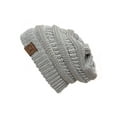 thumbnail image 1 of Metallic Silver Thick Knit Soft Stretch Beanie Cap, 1 of 2