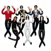 6PCS Michael Bendable Wire Frame Plush Figurine , 6 Classic Stage & Daily Outfit Options, Flexible Limbs for Recreating Iconic Dance Moves, Gift for Pop Music Fans