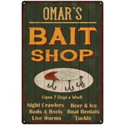 OMAR'S Green Bait Shop Man Cave 8 x 12 High Gloss Metal 208120027343