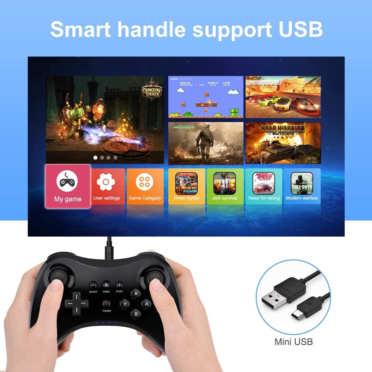 Pro Controller for Nintendo WiiU, Bluetooth Wireless Dual Analog