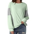 thumbnail image 2 of Otntypg Athletic Sweatshirts for Women Trendy 2025 Fall Long Sleeve Color Block Crewneck Pullover Tops Loose Lightweight Oversized Baggy T-Shirts Mint Green S, 2 of 7