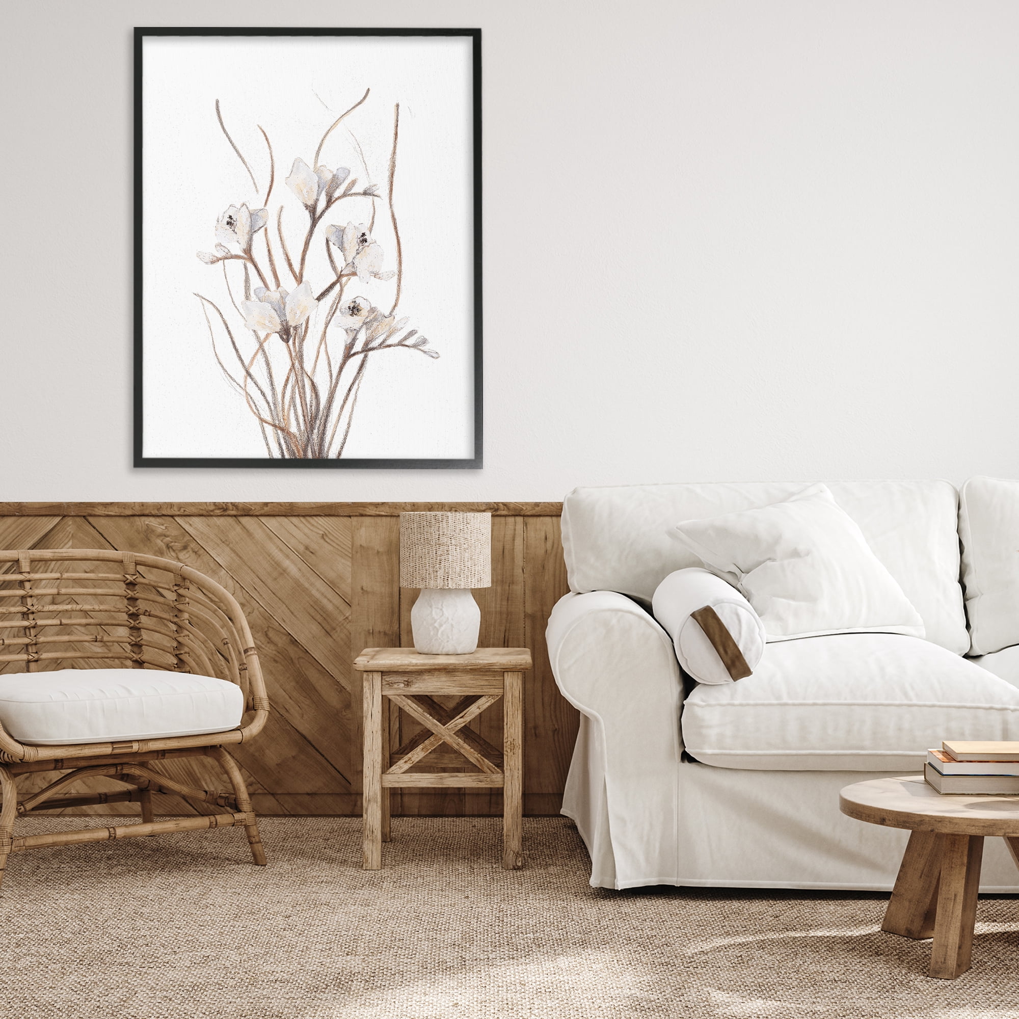 Stupell Industries Curly Branches on White Black Framed Giclee Art, design by Lanie Loreth