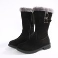 thumbnail image 3 of Miluxas Women's Winter Snow Boots Fleece Mid Calf Warm Suede Fuzzy Shoes Black 6.5(38), 3 of 9