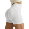 thumbnail image 4 of OSOLU Women's High Waist Yoga Shorts For Workout Running Gym Athletic Stretch Breathable Comfortable Activewear Casual Shorts Sports Soft Tummy Control Workout Athletic Gym Bottoms White L, 4 of 4