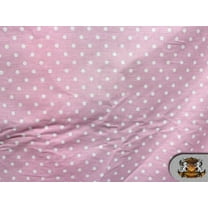 Polycotton Printed SMALL DOTS WHITE BABY PINK BACKGROUND Fabric / 60" Wide / Sold by the Yard