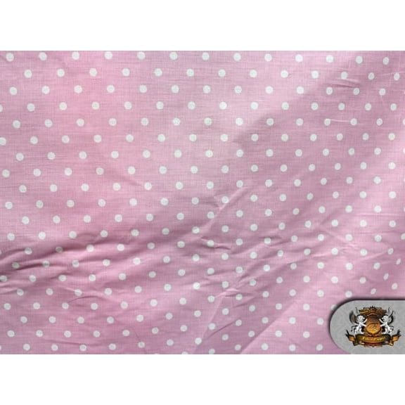 Polycotton Printed SMALL DOTS WHITE BABY PINK BACKGROUND Fabric / 60" Wide / Sold by the Yard
