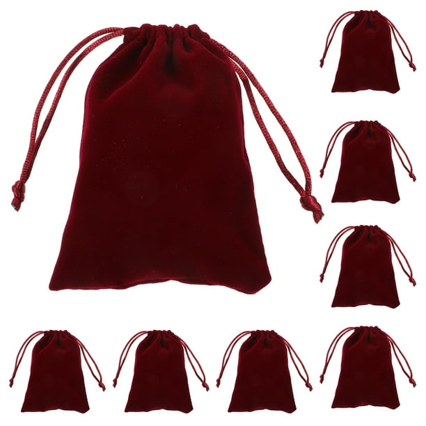 10 bolsas de regalo con cordón de 9 x 12 cm para bodas, dulces, joyas (rojo vino)