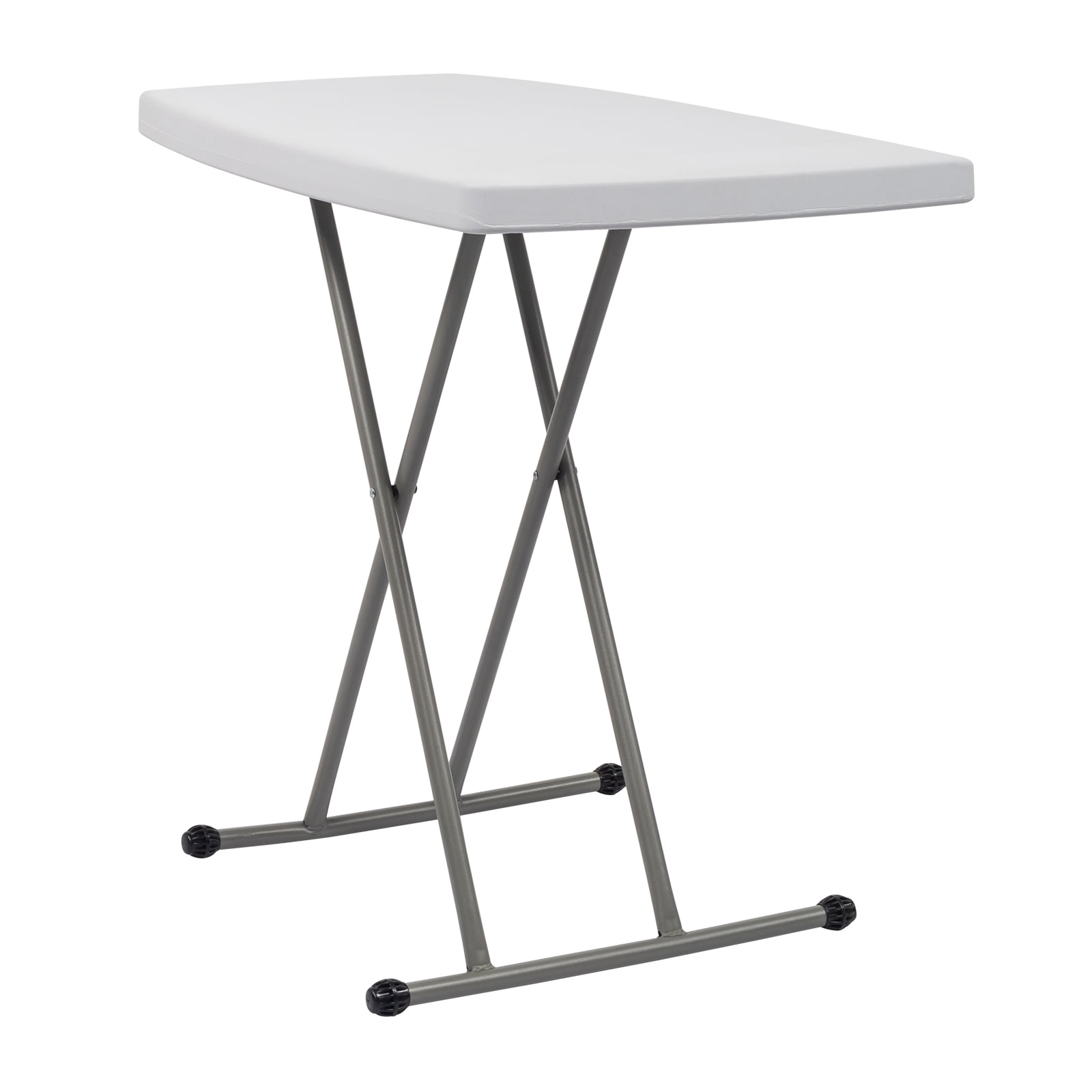 Liftable HDPE Garden Plastic Table Sturdy Grey Steel Legs Weather Resistant Lightweight Space Saving Outdoor Patio Yard Adjustable Height Side Table