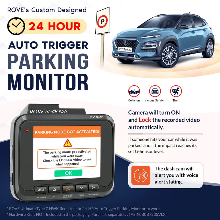 Dashcam Rimoody 4K+2K Frontale E Posteriore, Con GPS E Wi-Fi 5GHz, ADAS, Visione Notturna, Monitoraggio Parcheggio 24h