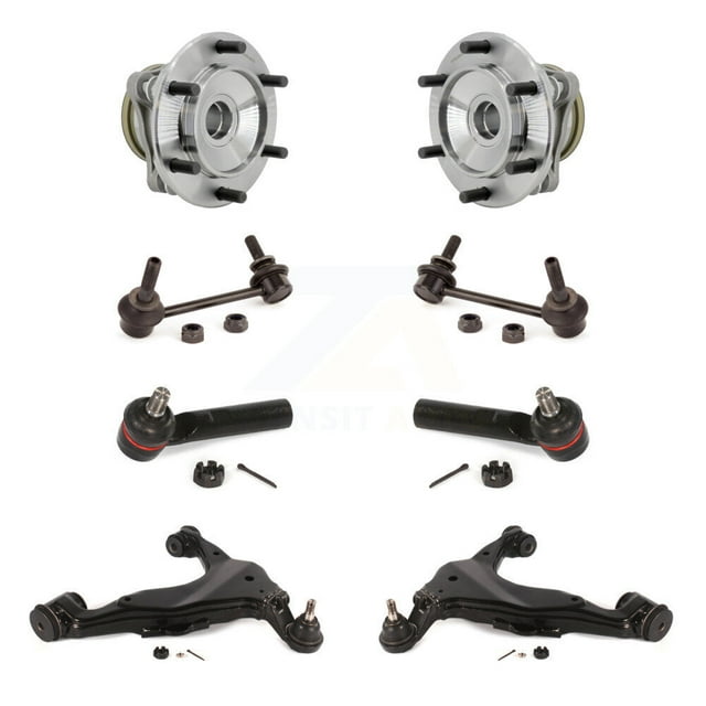 Transit Auto Front Hub Bearing Lower Control Arm with Ball Joint Outer Tie Rod Sway Bar Stabilizer Link Kit (8Pc) for Car Toyota 4Runner FJ Cruiser RWD - Left Right Side (Driver Passenger) K7T-111635