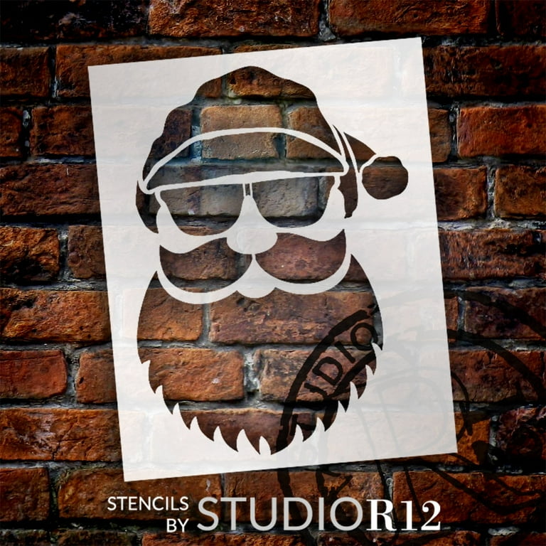 StudioR12 Cool Santa Claus Face with Sunglasses Stencil for Christmas  Pattern Decor, STCL6764, 10 x 8 