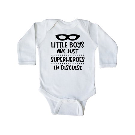 

Inktastic Little Boys are Just Superheroes in Disguise with Mask Gift Baby Boy Long Sleeve Bodysuit