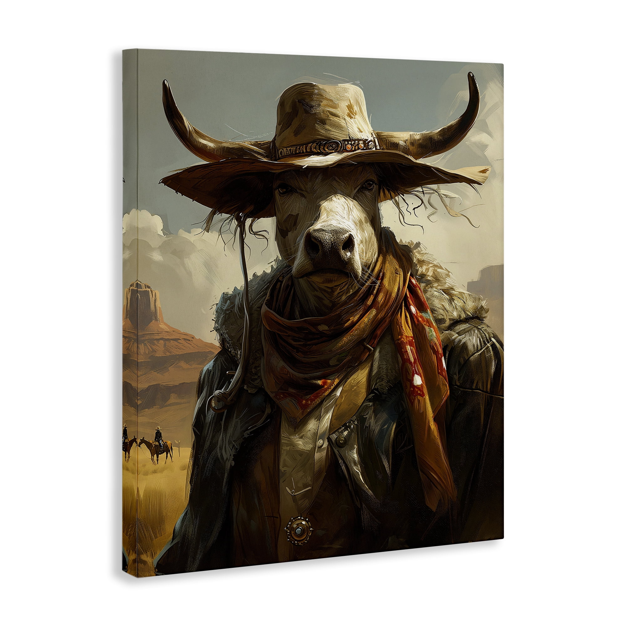 Stupell Industries Rustic Cattle Cowboy Novelty Painting Gallery Wrapped Canvas Art Print Wall Art, 16 x 20