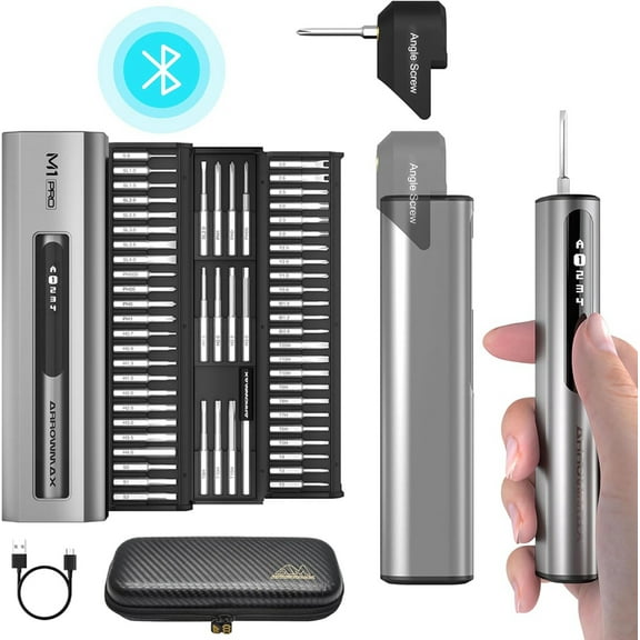 AM ARROWMAX Smart Mini Electric Screwdriver,Powerful Cordless Precision Electric Screwdriver,5 Torque Modes,60 Magnetic Bits,Repair Tool Set for RC Phone Camera Laptop,M1 Pro Plus