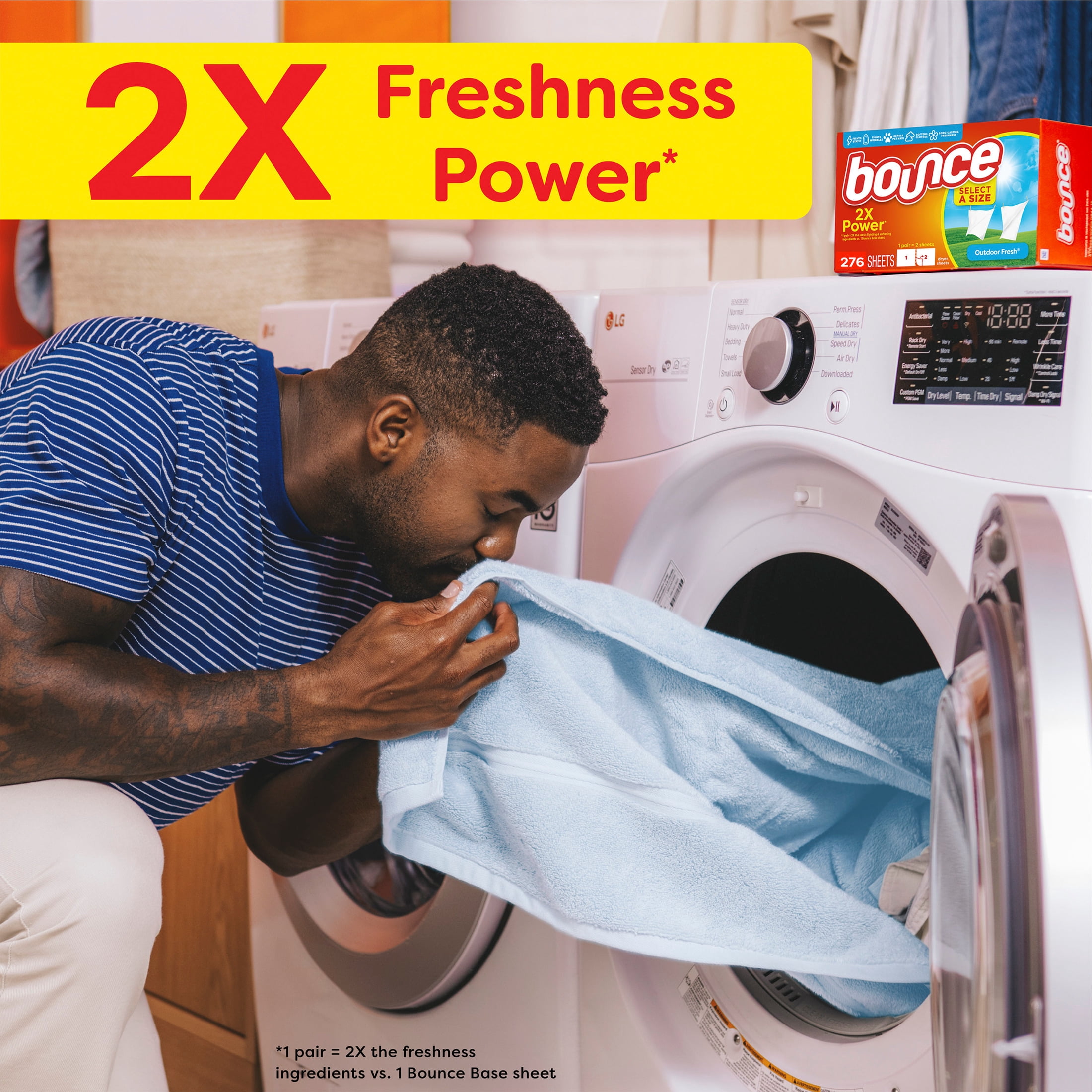 Bounce Select-A-Size Fabric Softener Dryer Sheets, Outdoor Fresh Scent, 276 Count