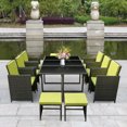 iKayaa 11PCS/10Seater Rattan Patio Garden Dining Set Furniture