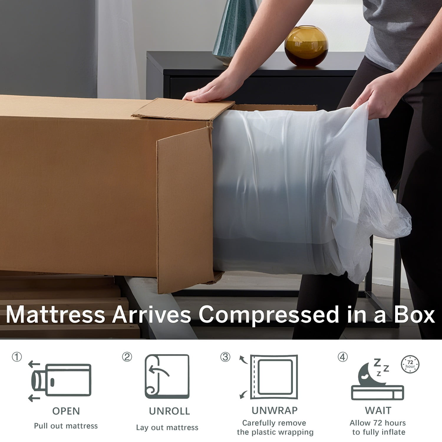 AMENDPATURE 12" Twin Hybrid Mattress,Gel Infused Memory Foam and Pocket Spring in a Box,Medium，Adult