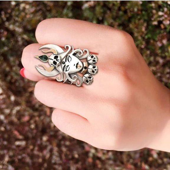 WWG Women's Rings European and Punk Style Religious Witch Decoration Skull Creative Style Ladies Jewelry for Valentine's Day Mother's Day Christmas Birthday Gifts up to 30% off
