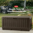 thumbnail image 3 of Keter Kentwood 92 Gallon Resin Deck Box-Organization and Storage for Patio Furniture Outdoor Cushions, Throw Pillows, Garden Tools and Pool Floats, Brown, 3 of 9
