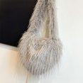 thumbnail image 4 of Women's Heart Shape Crossbody Purse Solid Color Heart-Shaped Tassel Handbag Soft Fuzzy Plush Top Handle Bag Fashion Casual Faux Fur Shoulder Tote Bag For Party Daily Travel, 4 of 4