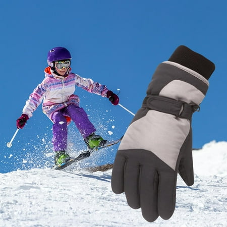 

TUOBARR Toddler Girls Boys Snow Gloves Kids Ski Winter Gloves Waterproof Windproof Children Warm Gloves Blue (6-14Years)