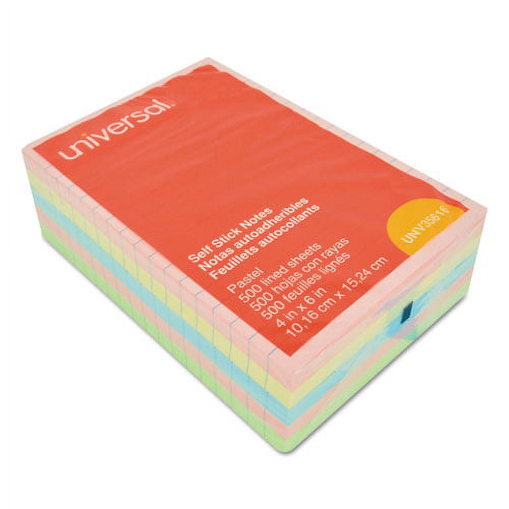 Post-it Ruled Notes, Assorted Pastel Colors, 4 x 6 - 100 Sheets, 5 Pads