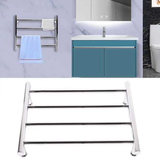 150W Wall Mounted Bathroom Towel Rack Heated Rail Shelf Warmer Electric Heater Towel Warming