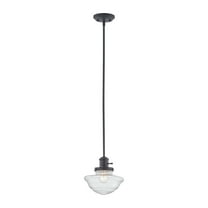 Design House Schoolhouse Modern Industrial Indoor Matte Black Dimmable Pendant Light with Clear Seedy Glass Shade