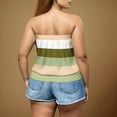 thumbnail image 3 of cocolona Womens Plus Size Tube Tops Summer Casual Color Block Strapless Bandeau Tank Tops Sleeveless Shirts, 3 of 6