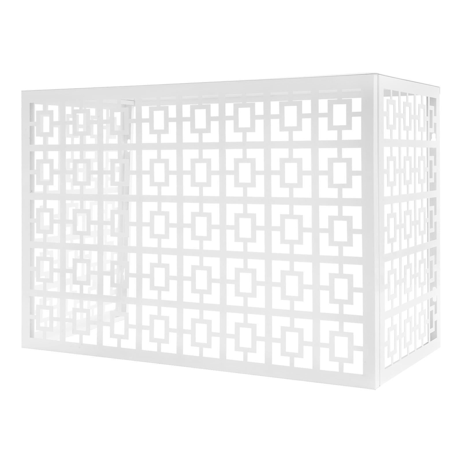 Decorative AC Fence, 39.37x27.55in Aluminum Screen, White Baking Paint, with Storage Top, for Pool Equipment & Generators
