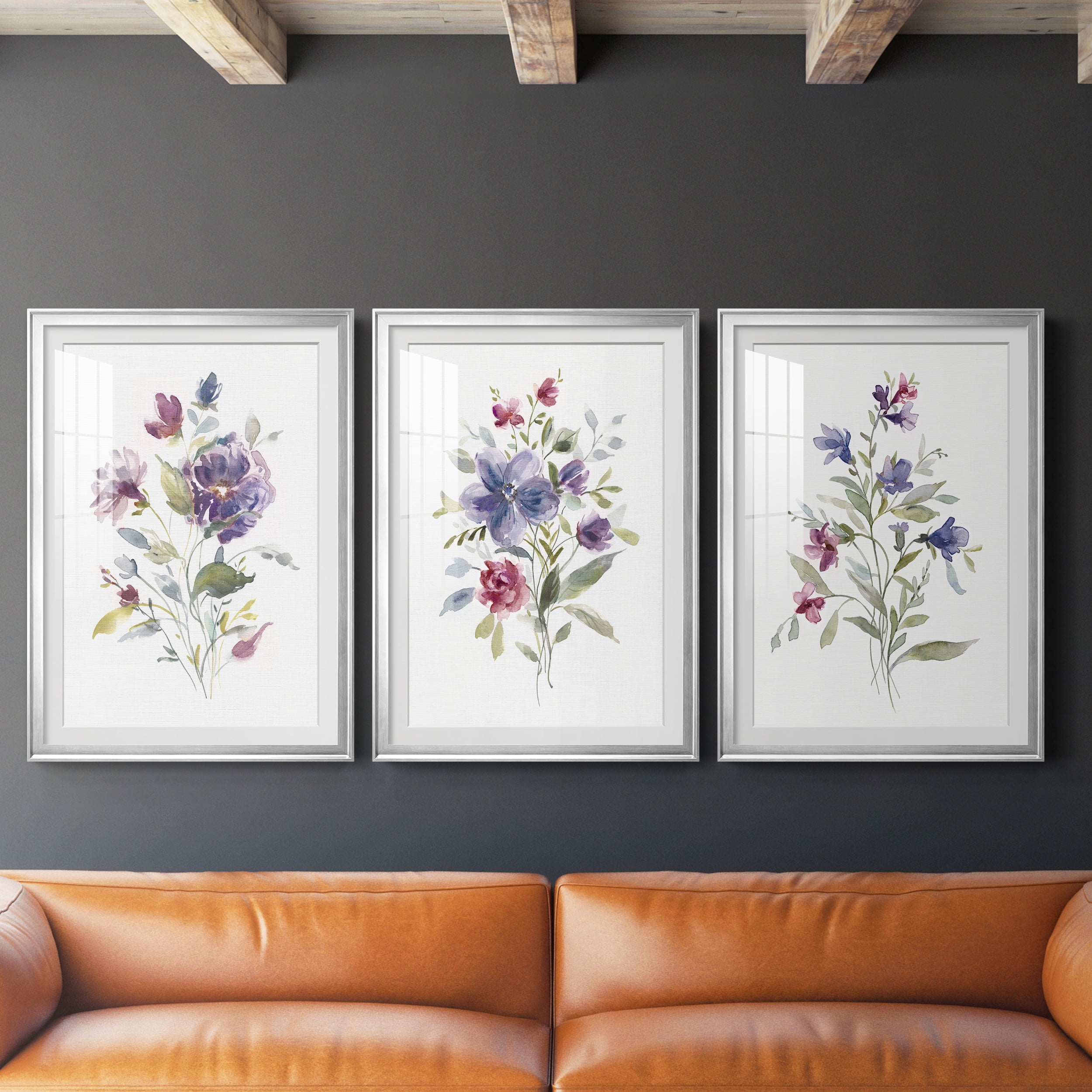 Color Variety I Premium Framed Prints Set of 3 - Ready to Hang - 30.5 x 42.5 Each - Silver Frame