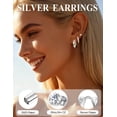 thumbnail image 2 of VEEDOFA 3-Pair Silver Earrings Set for Women, Huggie Hoops & CZ Studs, Silver Plated, 2 of 6