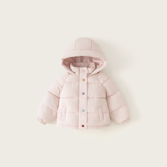 Parkas de manga larga para niños, plumón, estilo corto de invierno, gruesas y cálidas, ropa de abrigo para niños y niñas, tallas medianas a pequeñas, parte superior de poliéster para niños.