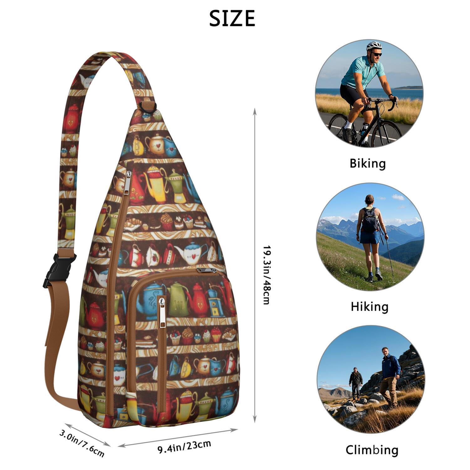 Book Lover's Crossbody Sling Bag - Waterproof Lightweight Chest Pack with Bookshelf Print Design, Perfect Reading Companion for Travel & Daily Use (Born to Read Inspired)