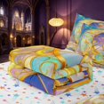 thumbnail image 5 of Homewish Cute Moon Stars Print Zipper Full Size Comforter Sets with Fitted Sheet and 2 Pillowcases for Girls, Rainbow Zipper Bedding Set, Colorful Stars Reversible, 5 of 7