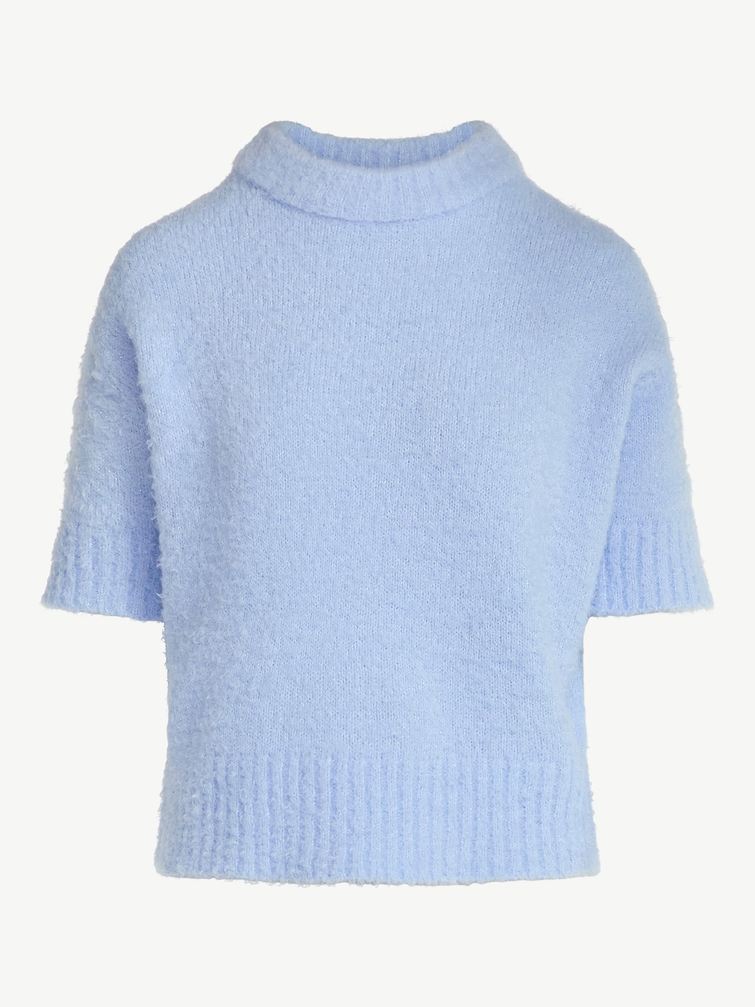 Free Assembly Women's Mock Neck Wedge Sweater with Short Sleeves, Sizes XS-XXL