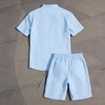 thumbnail image 4 of Gamivast Retro Style Mens Set Linen Texture Button Down Shirt and Shorts Embroidered Guayabera Outfit for Summer Beach Vacation Casual Party Wear, 4 of 5