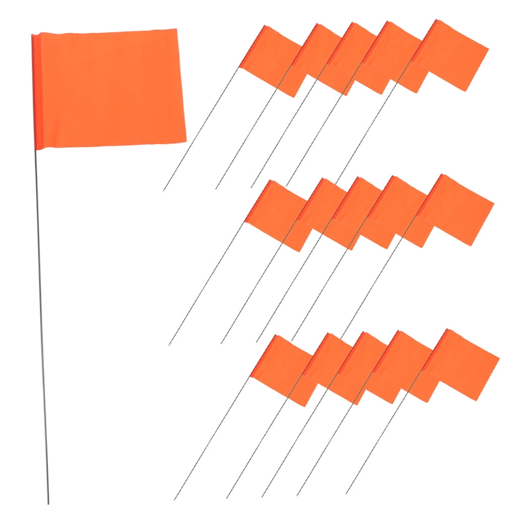 Masteelf Durable Steel Wire and PVC Lawn Marking Flags for Decor Bright Orange Color Suitable for Yard Garden and Construction 100Pcs