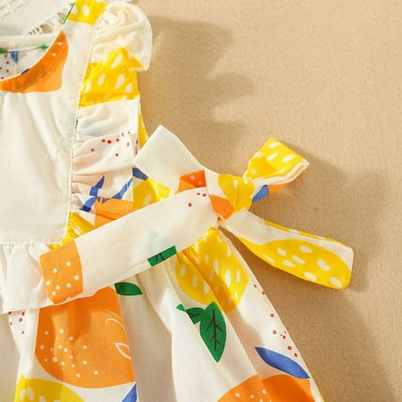 

PEASKJP Dress Shoes for Girls Girls Toddler Casual Short Sleeve Flora Printed Pageant Round Neckline Dress Orange 2-3 Years