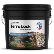 Superclear TerraLock Mulch Glue For Landscaping, 5 Gallon Rock Glue. Easy Spray, Easy Hold. Perfect for Mulch, Pea Gravel Large & Small, Rock, Straw and Stone, Pega Para Piedras de Jardin