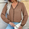 thumbnail image 5 of Casual Women's Tops Fashion Plus Size Fashion Woman V-Neck Long Sleeve T-Shirt Solid Loose Blouse Tops, 5 of 6