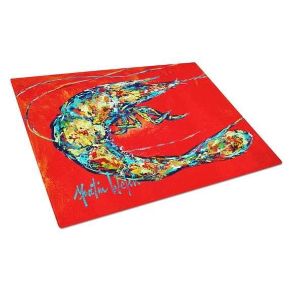 Caroline's Treasures Shrimp Boil Glass Cutting Board Large