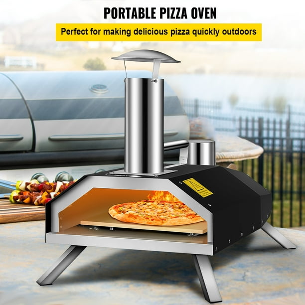 GOPLUS Four à Pizza d'Extérieur, Pied Pliable, Feu au Bois, 33cm